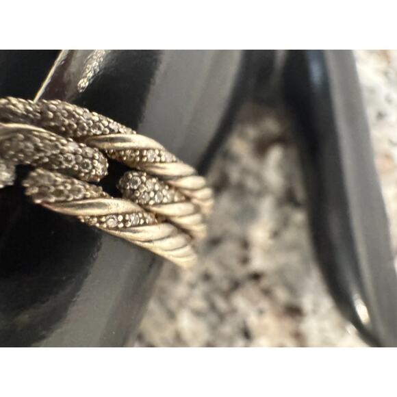 David Yurman Willow Diamond 925 Sterling Silver 3 Row Wide Band Ring Sz 7.5 - Picture 5 of 16